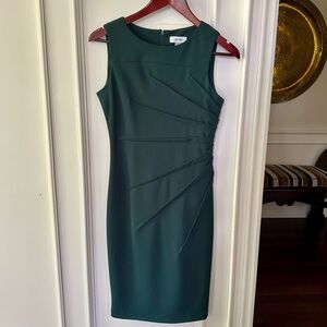 Calvin Klein Green Pleated Sheath Midi Dress